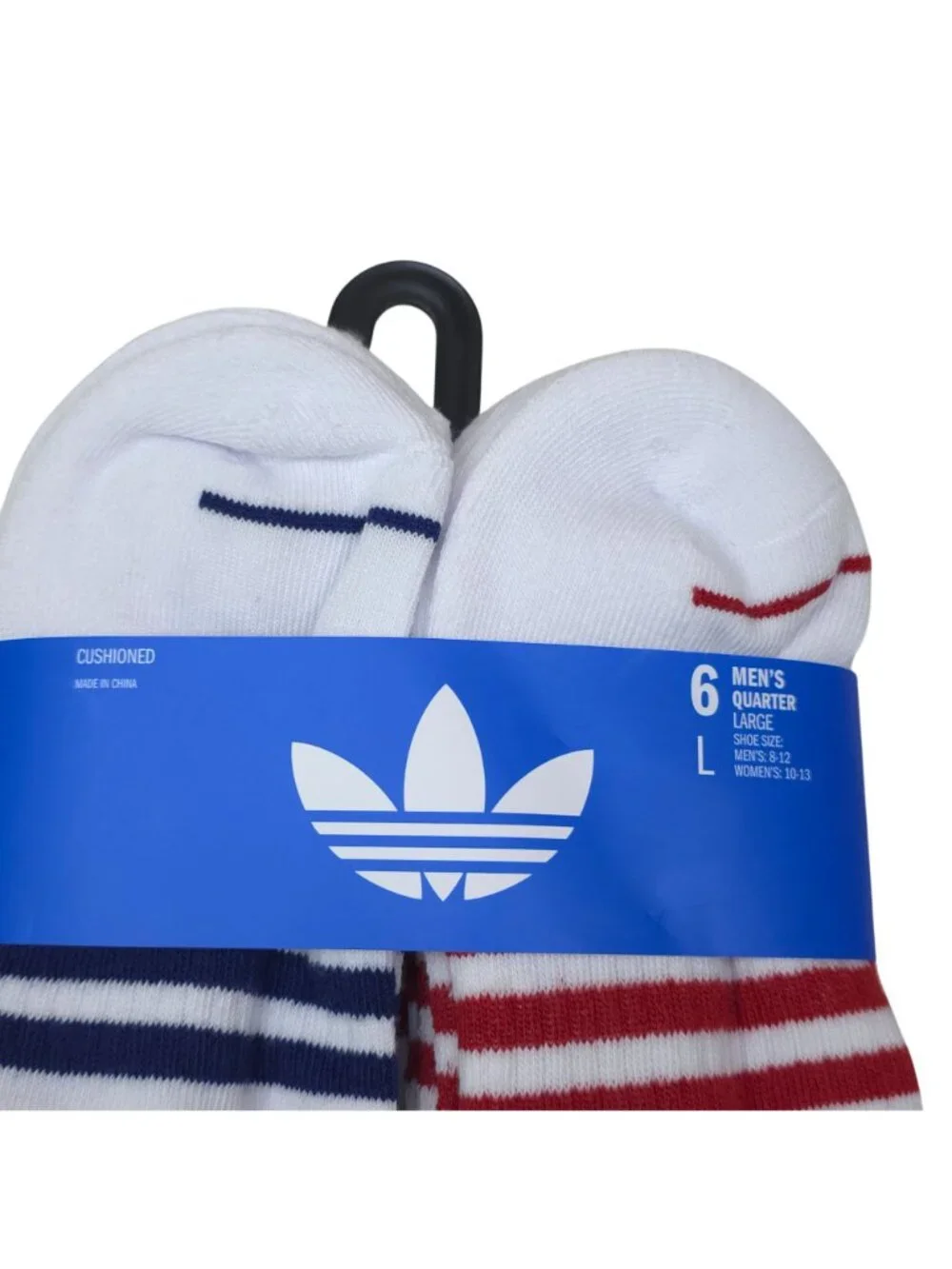 Adidas Mens Cushioned Quarter Socks 6-Pack Large Moisture-Wicking Show Size 8-12